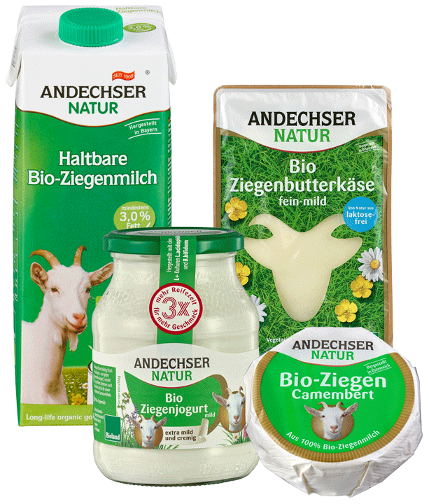 20 % Rabatt* auf Andechser Natur Ziegenmilch-Produkte